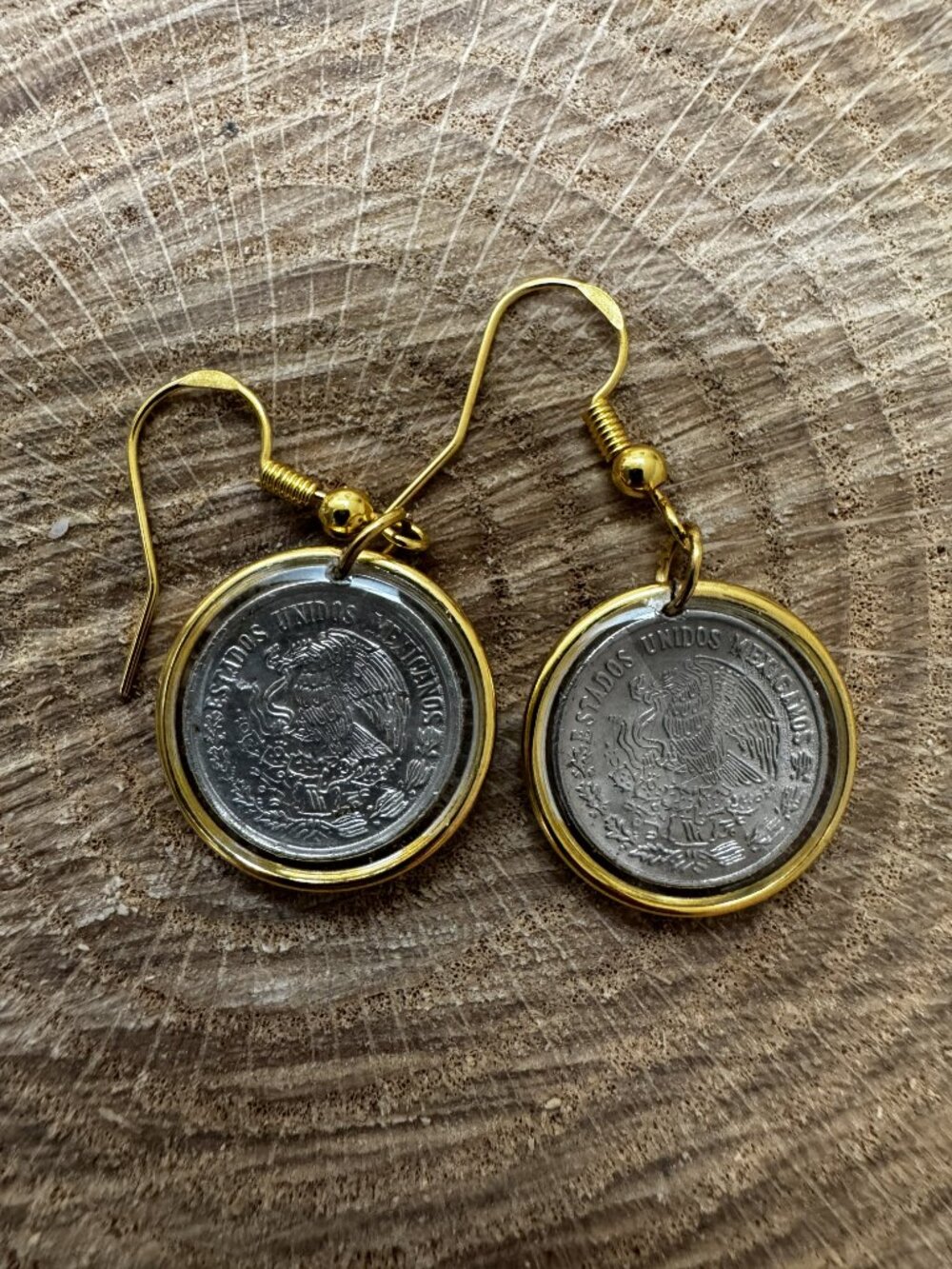 1978/1979 Mexican 10 Centavos Coin Earrings, Handcrafted Resin Mexican Jewelry